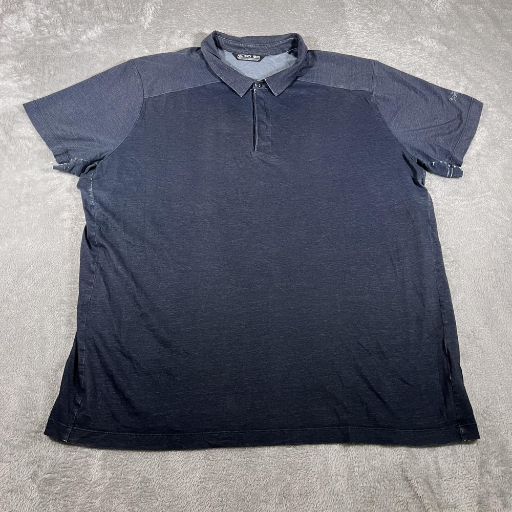 Arc'teryx Polo Shirt Mens 2XL Blue Cotton Blend Hiking Performance Casual Wear